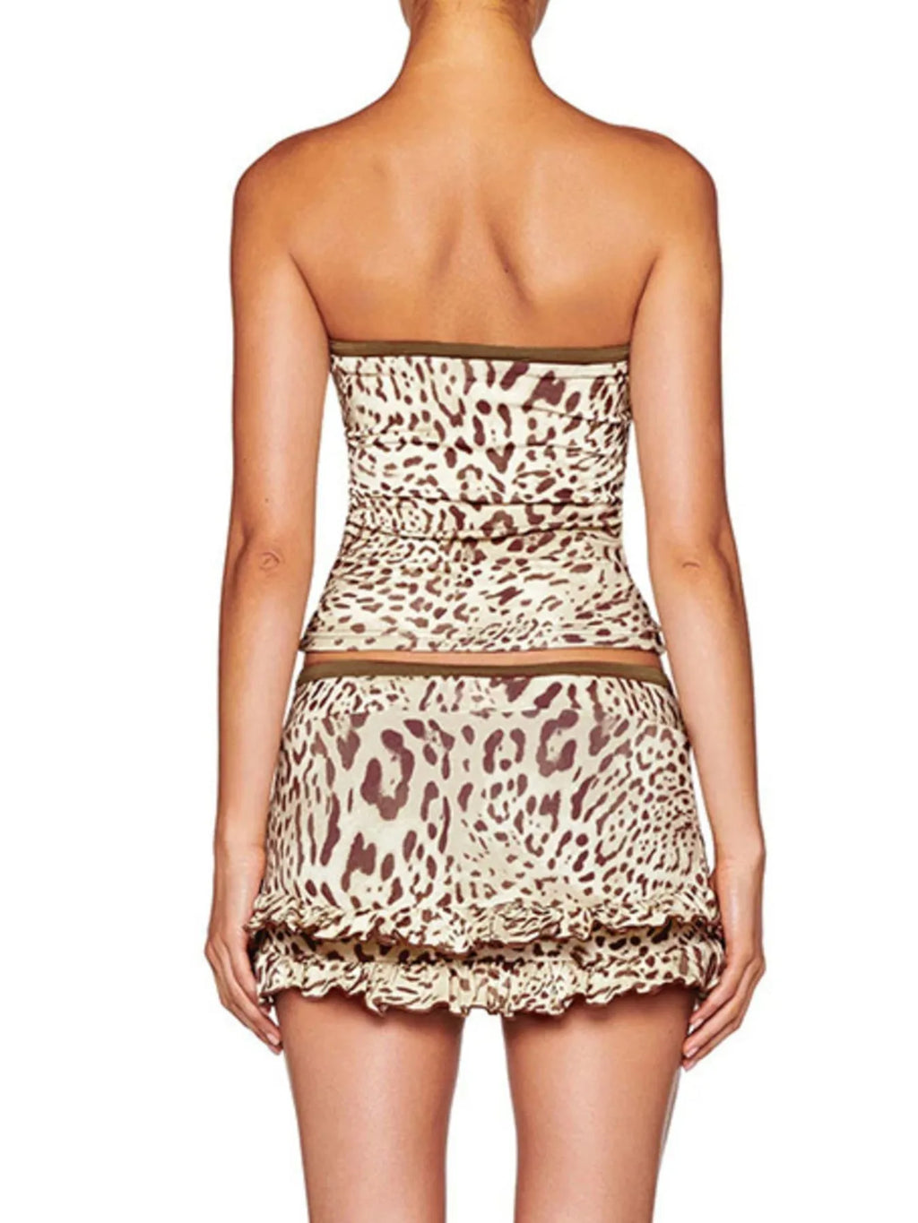 Hotter Without You | Psycho Ex Leopard Print Strapless Top and Skirt Two-Piece Set