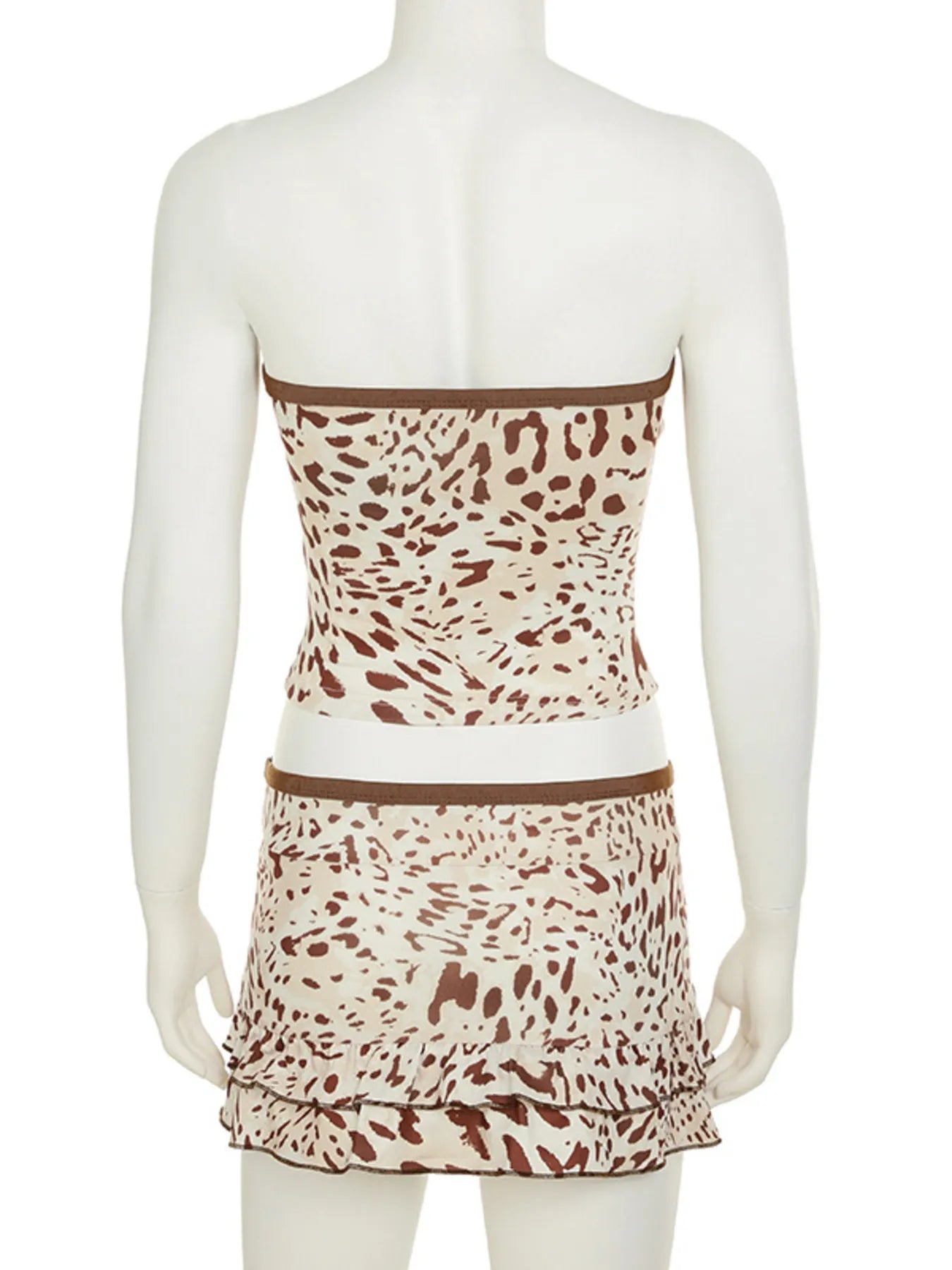 Hotter Without You | Psycho Ex Leopard Print Strapless Top and Skirt Two-Piece Set
